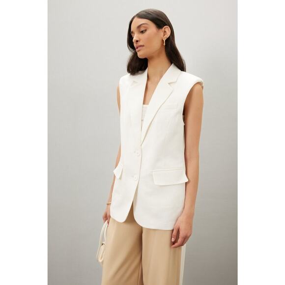 ENDLESS ROSE White Linen Blend Front Button Oversized Vest Blazer Size XS - Picture 3 of 12